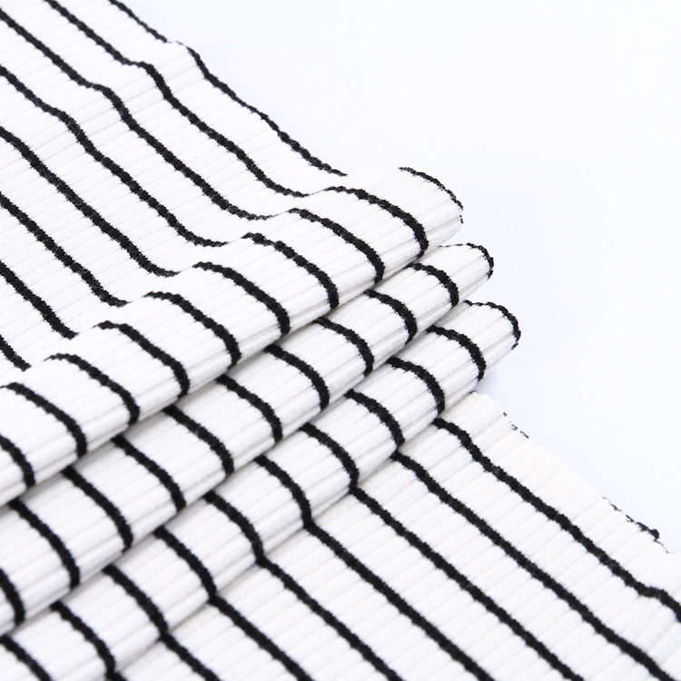 China manufacturer free samples yarn dyed stripe rayon rib vortex knit fabric