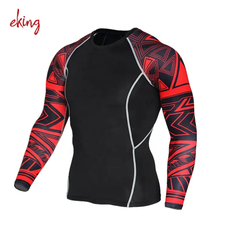 Free design dry fit long sleeve sport shirt polyester plain rash guard
