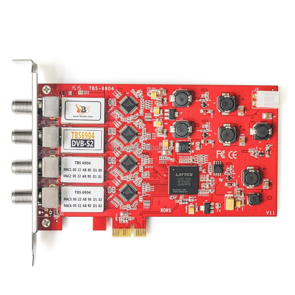 Цифровой спутниковый ТВ-тюнер TBS6904 DVB-S2 четырехъядерный тюнер PCIe карта для ПК