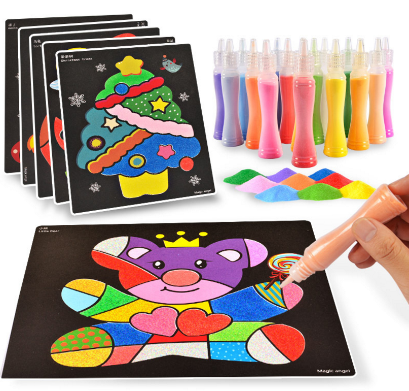Educational Toy Kids DIY Hand Drawing Magic Sand Painting Picture Kits