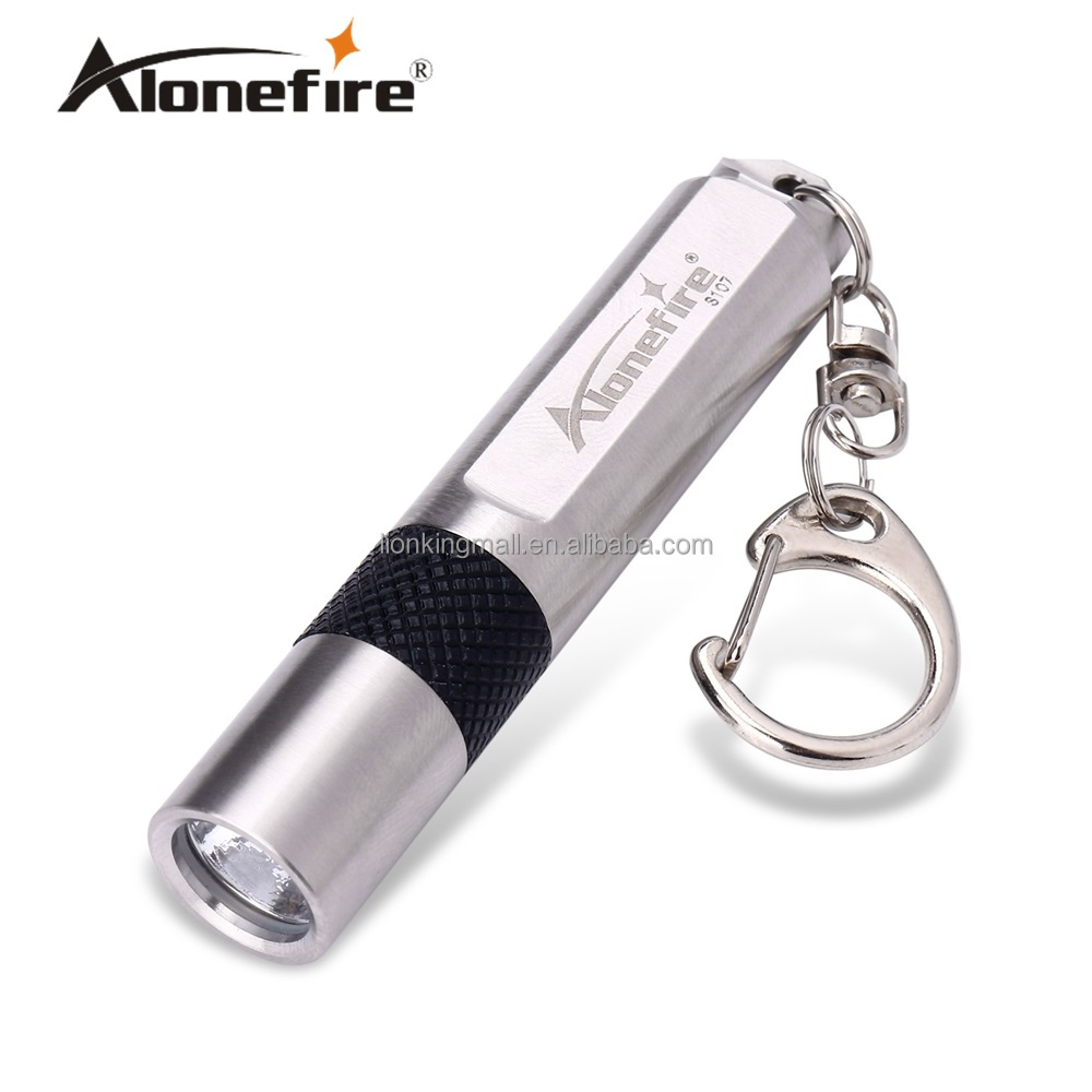 Водонепроницаемый крутой карманный мини-фонарик ALONEFIRE S107 XPE Q5 из нержавеющей стали, Женский дорожный светильник-брелок, фонарик с батареей ААА