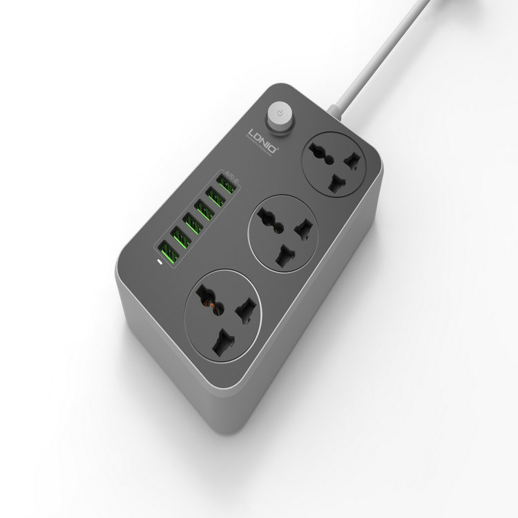 Лидер продаж 2019 года, удлинитель LDNIO с 3 универсальными розетками и 6USB-портами