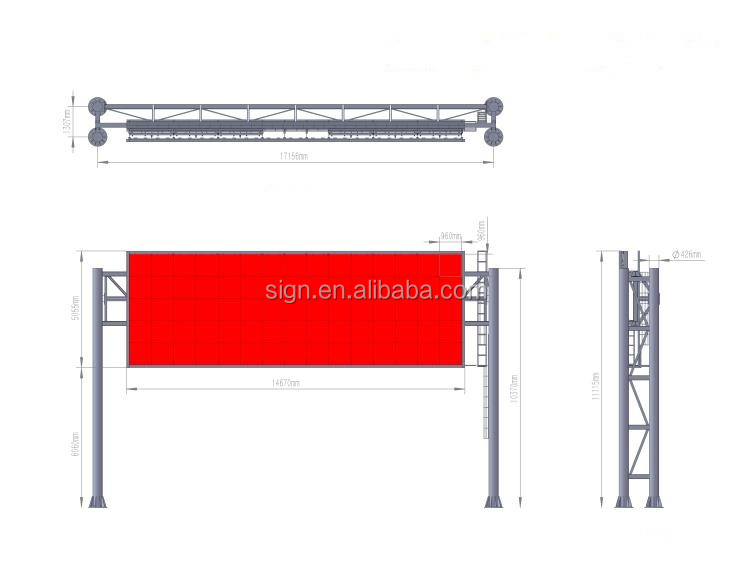 Outdoor Road Advertising Board Cross Bridge P6 P8 P10 LED Screen Billboard Price