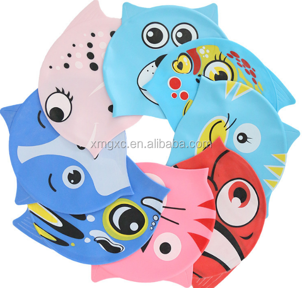 cartoon design silicone swimming cap