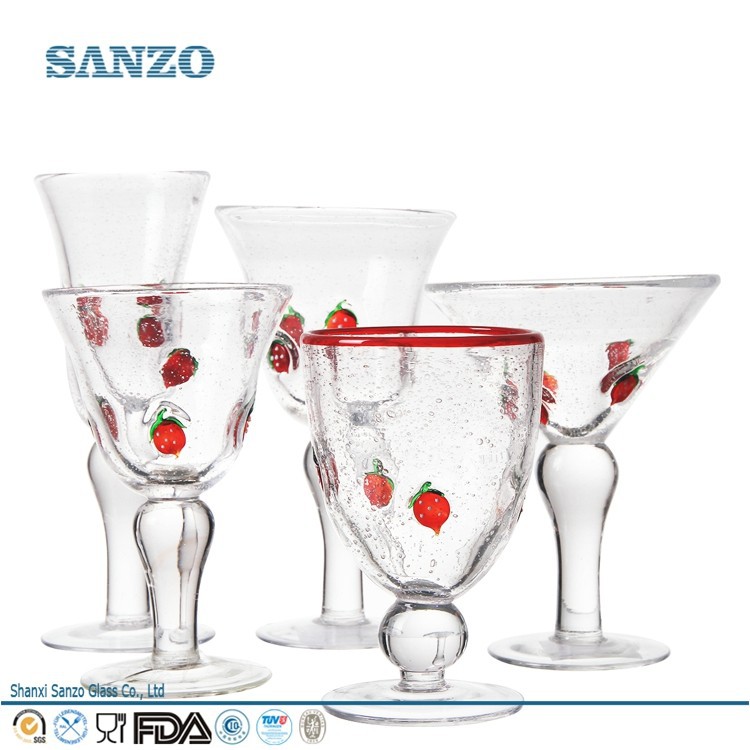 set14104 sanzo ручной работы изделия из стекла производителя стеклянный кубок вина с клубникой