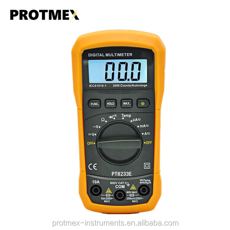 Лучшая продажа protmex pt8233e низкая цена ручной Авто начиная ac dc Цифровой мультиметр Диод Непрерывность температуры тестер