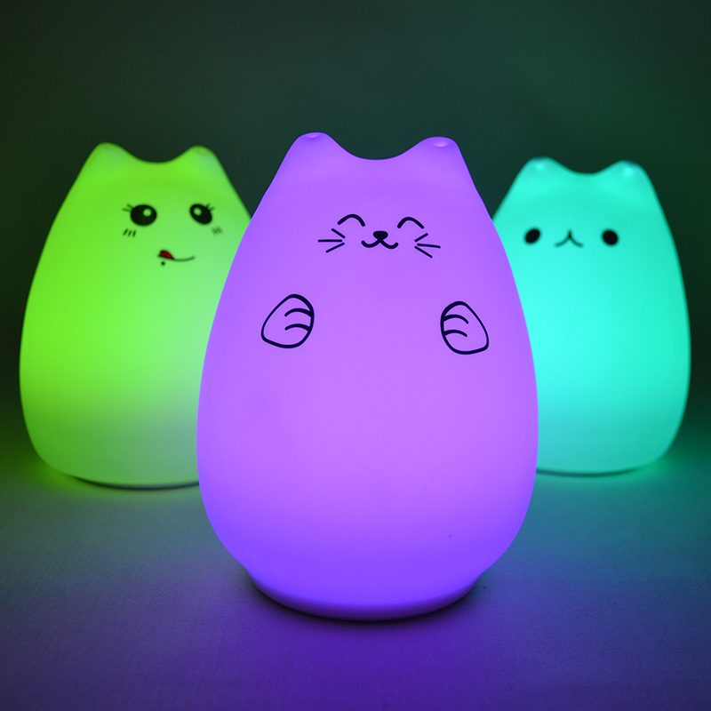 Wholesale Factory Price Children Bedside Led Night Lights Silicone Nursery Lamp Cute Kitty Animal Night Lamp For Kids Girlfriend