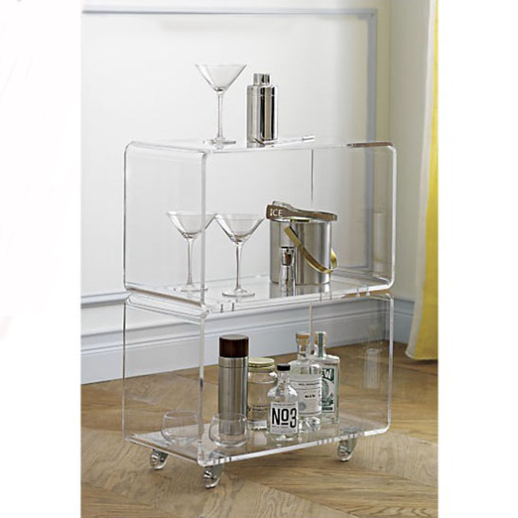 Ясно lucite мебель для дома Бар использование прикроватный столик to cart 3 яруса кружевных rolling акриловые Сервировочная Тележка для отеля