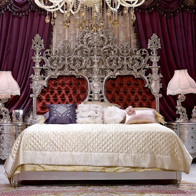 Роскошная антикварная итальянская двуспальная Серебряная кровать rococo для дворца и виллы