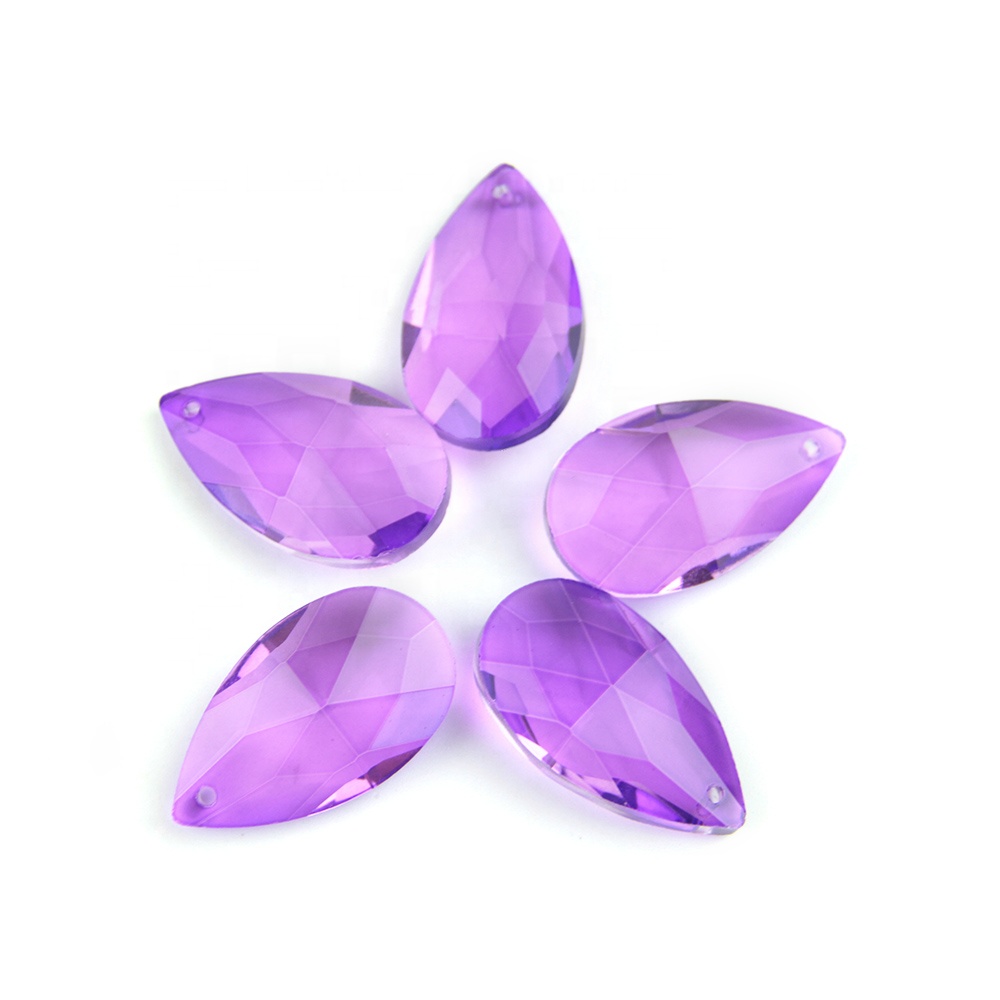 Big Sales 38mm 10pcs violet/purple teardrop glass crystal chandelier hanging pendants for home/wedding decoration