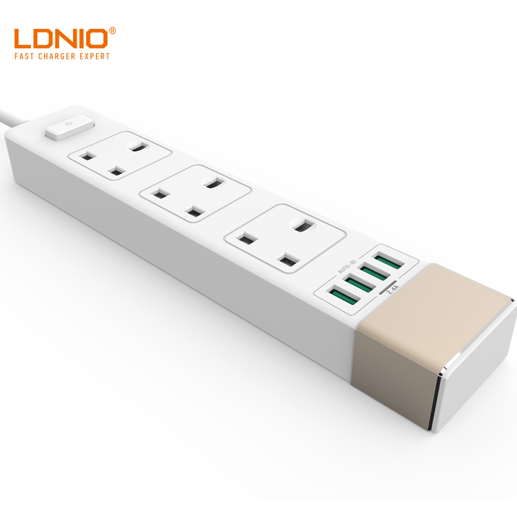 Блок питания LDNIO с 4 USB-портами для зарядного устройства, настольный адаптер с нескользящим ковриком, штепсельная вилка стандарта Великобритании