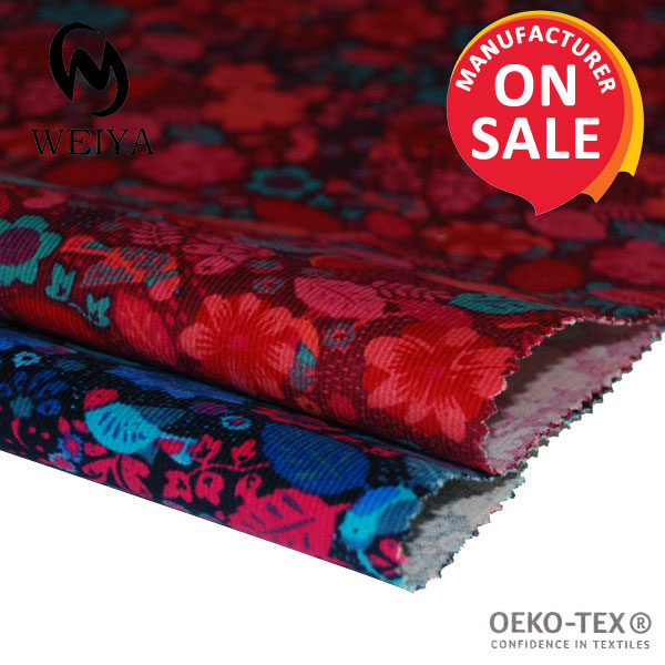 Cotton corduroy 21 W striola 21w printed fabric