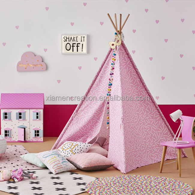 pink canvas pop up teepee tent