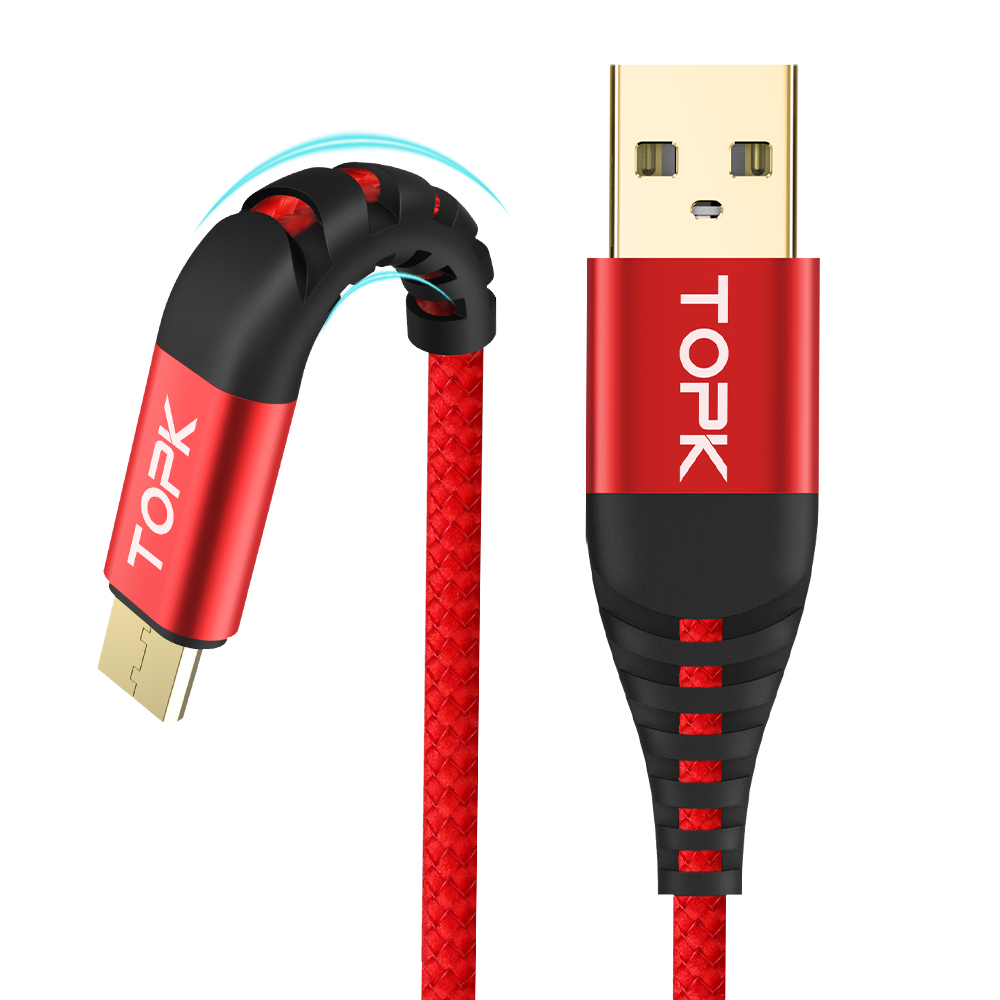 1 м TOPK 2.4A USB микро кабель для быстрой зарядки с высоким напряжением для Xiaomi Samsung для Huawei USB 5Pin кабель