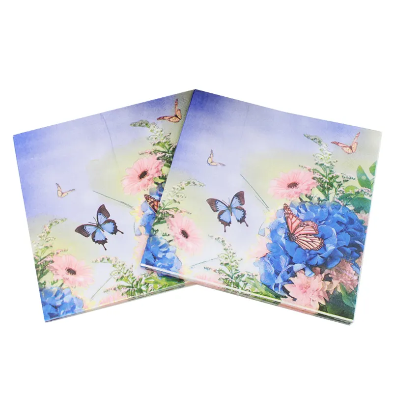 Purple Flower Paper Napkin Butterfly Festive & Party Supplies Tissue Decoration 33cm*33cm