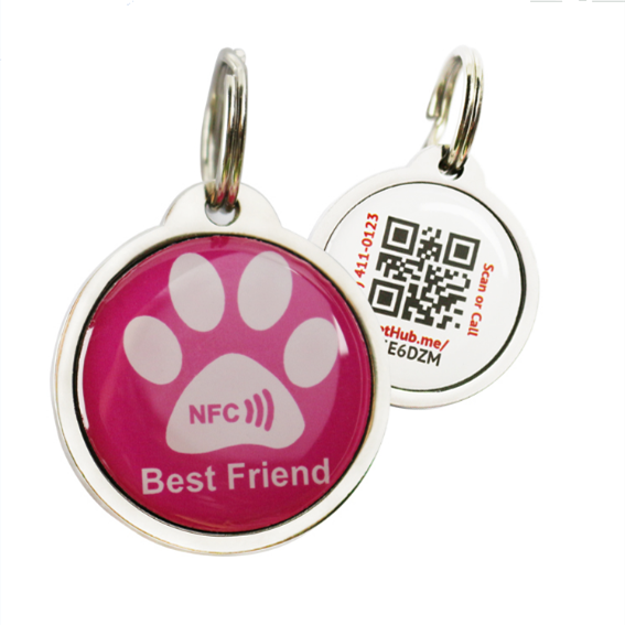 Программируемая NFC-метка для собак с уникальным QR-кодом и разным идентификационным номером для идентификации домашних животных