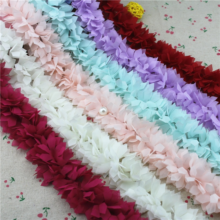 Many Color Chiffon Grass Trim for Making Bows,Chiffon Flower and Rosette trim For Wedding