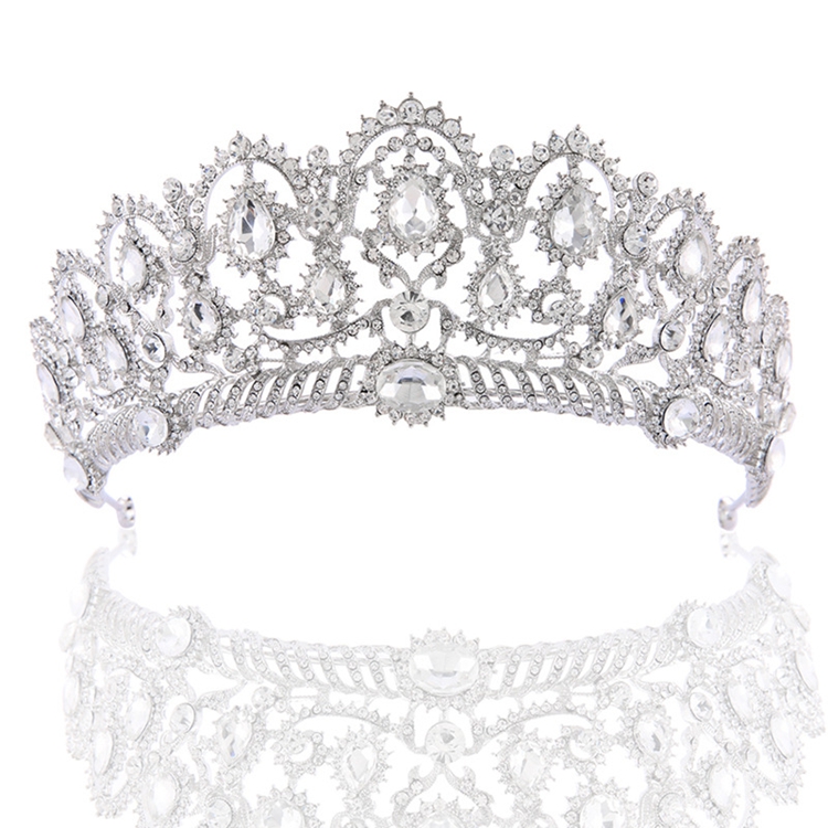 WJHG-191004 Wholesale Hair Accessories Luxury Baroque Crystal Crowns and Tiaras Bride Wedding Queen Crown for Bridal