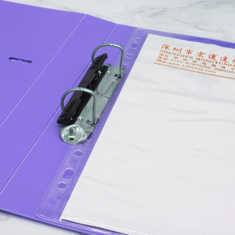 China Factory wholesale plastic lever arch file folder with clear loose leaf file bag