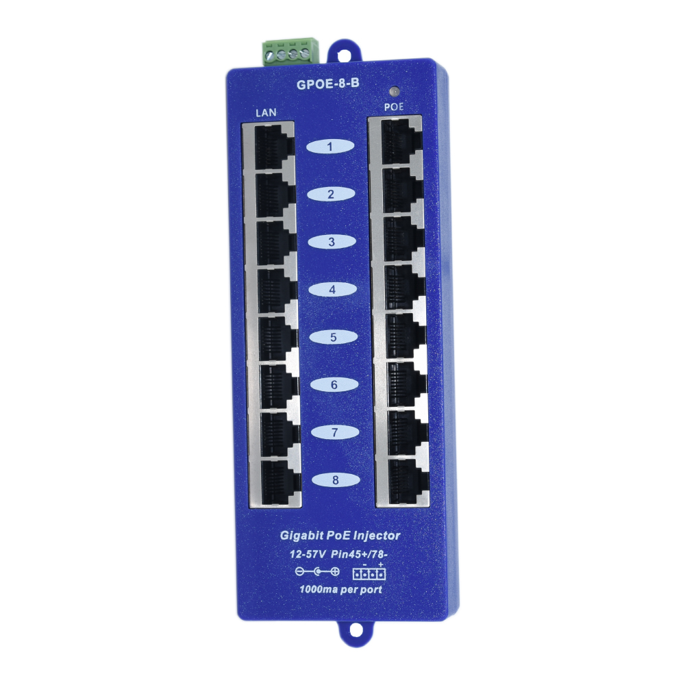 GPOE-8B многопортовый 10/100/1000 24 в 48 в 56 В Пассивный гигабитный Инжектор Poe 8 портов