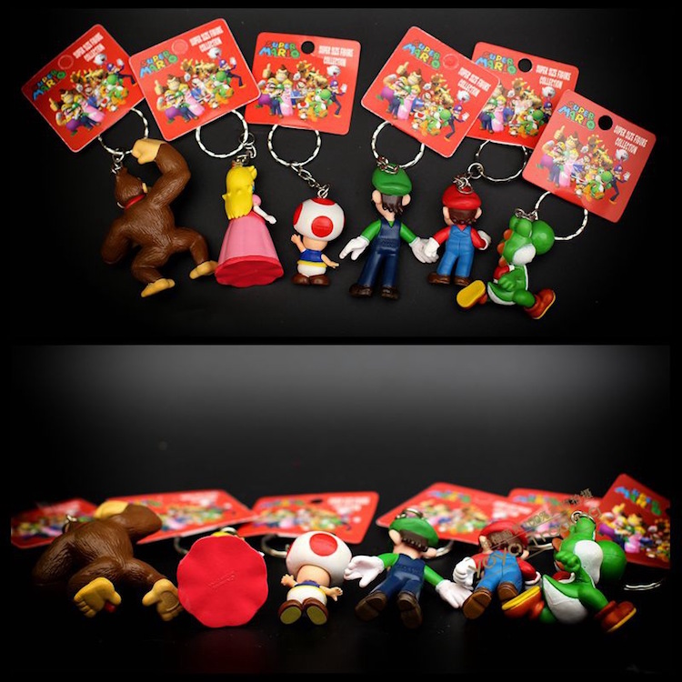 ((Wholesale) Super Mario Game PVC keychain, 6pcs/set Figurine keyring doll, Mario Bros plastic Pendent hanging toy