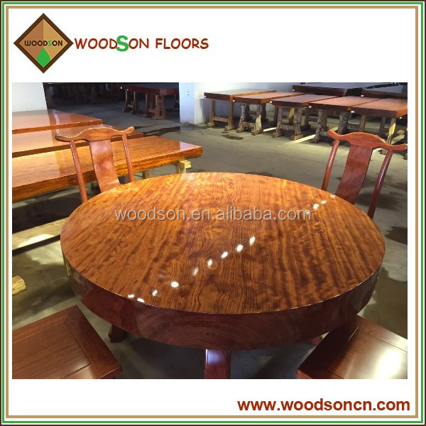 Selected Round Bubinga Solid Wooden Table Top Slab