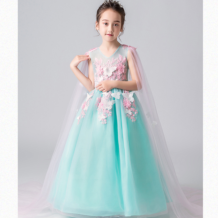 LA147 2019 New Fairy Fashion Organza Flower Belt Sleeveless Short Girl Clothing