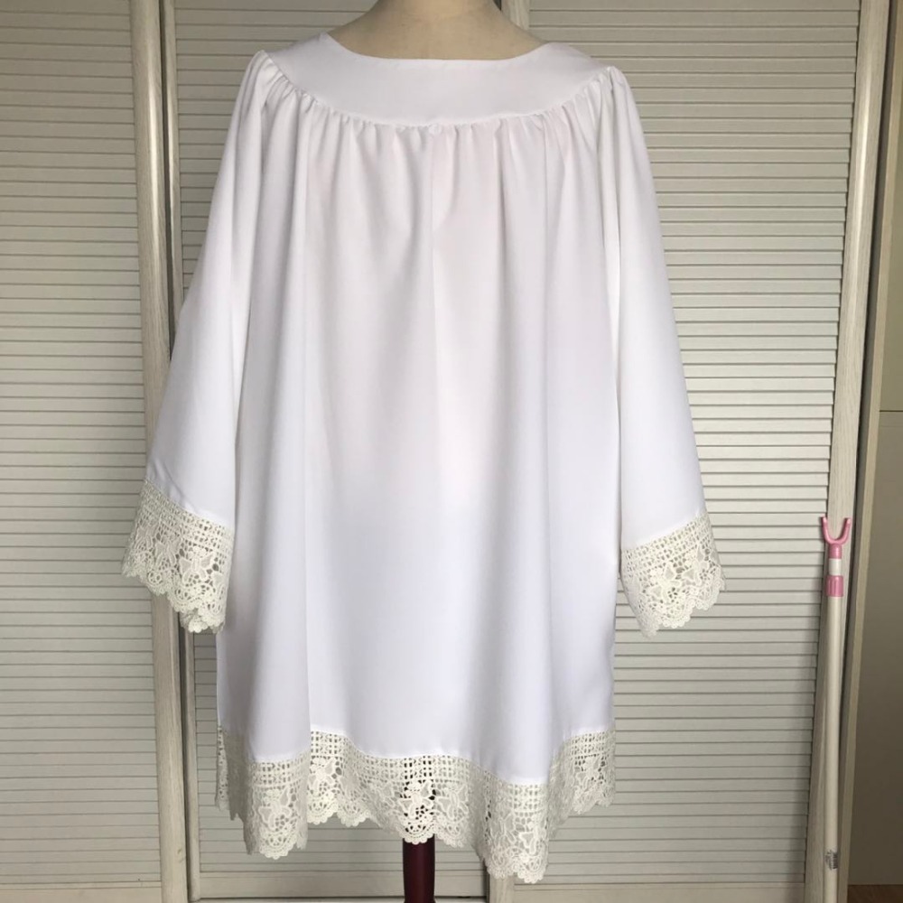 Белый взрослый Clegy Surplice с квадратной шеей