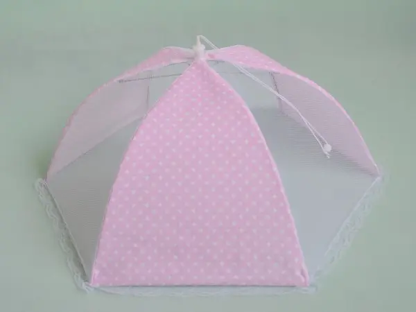 dot printing cloth and mesh dome food cover with lace