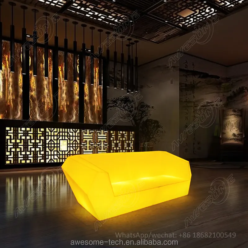 Luminous plastic sofa / led glow event couch / illuminated love seat set
