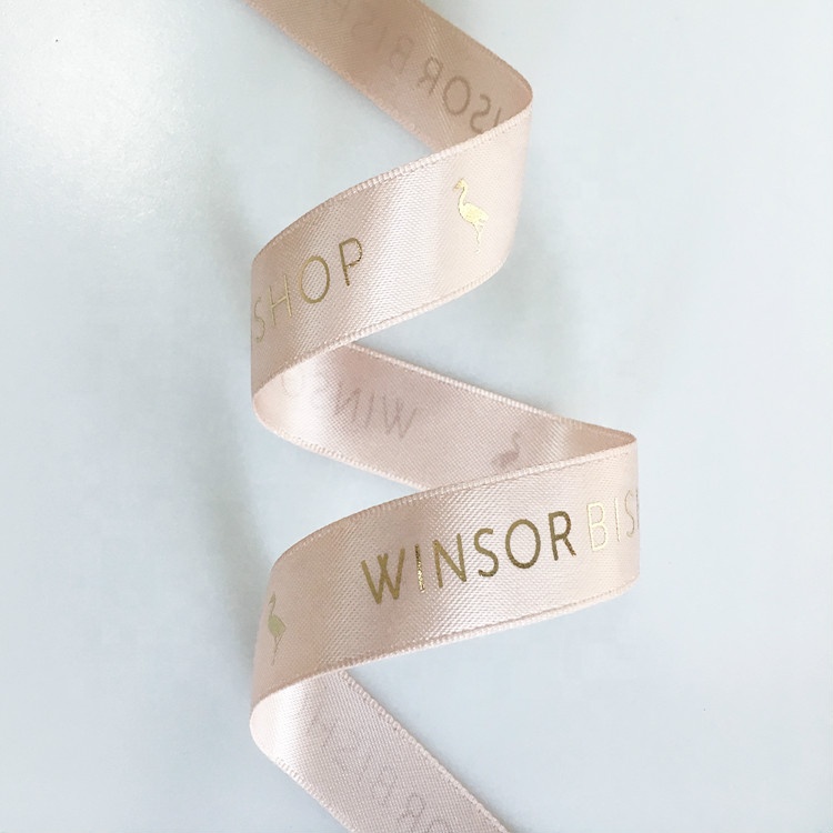 Индивидуальный Логотип Winsor епископ 16 мм 5/8 "в ширину атласная лента с фольгой с принтом золотистого цвета