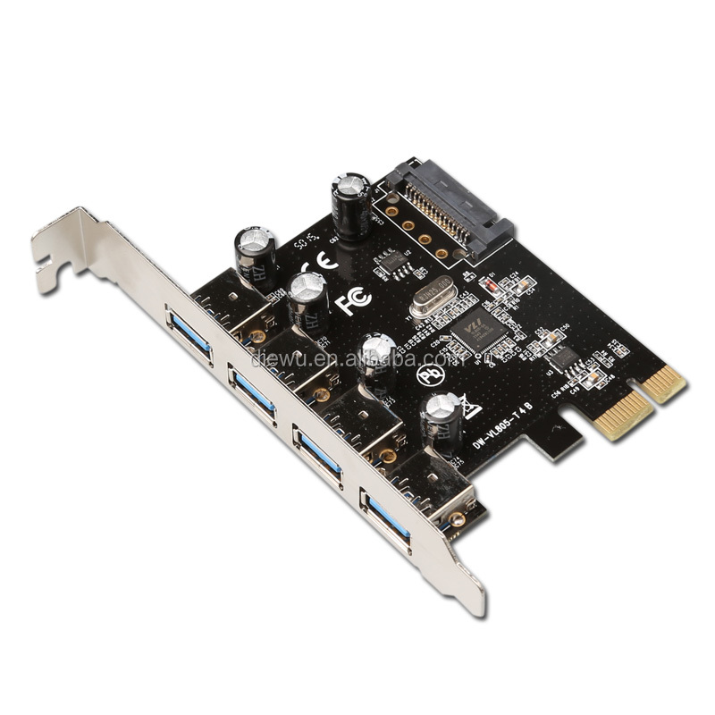 SuperSpeed 4 порта USB 3,0 PCI Express карта с 4 Pin Molex