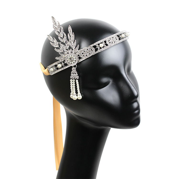 Серебряные ювелирные изделия 1920s повязка на голову из х/ф “великий гэтсби” головной убор, арт-деко хлопушки аббатство даунтон лента для волос; Тиары для невест