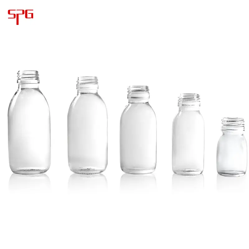 60ml Glass Bottles 30ml 60ml Clear Glass Bottles For Syrup DIN PP28 Mm