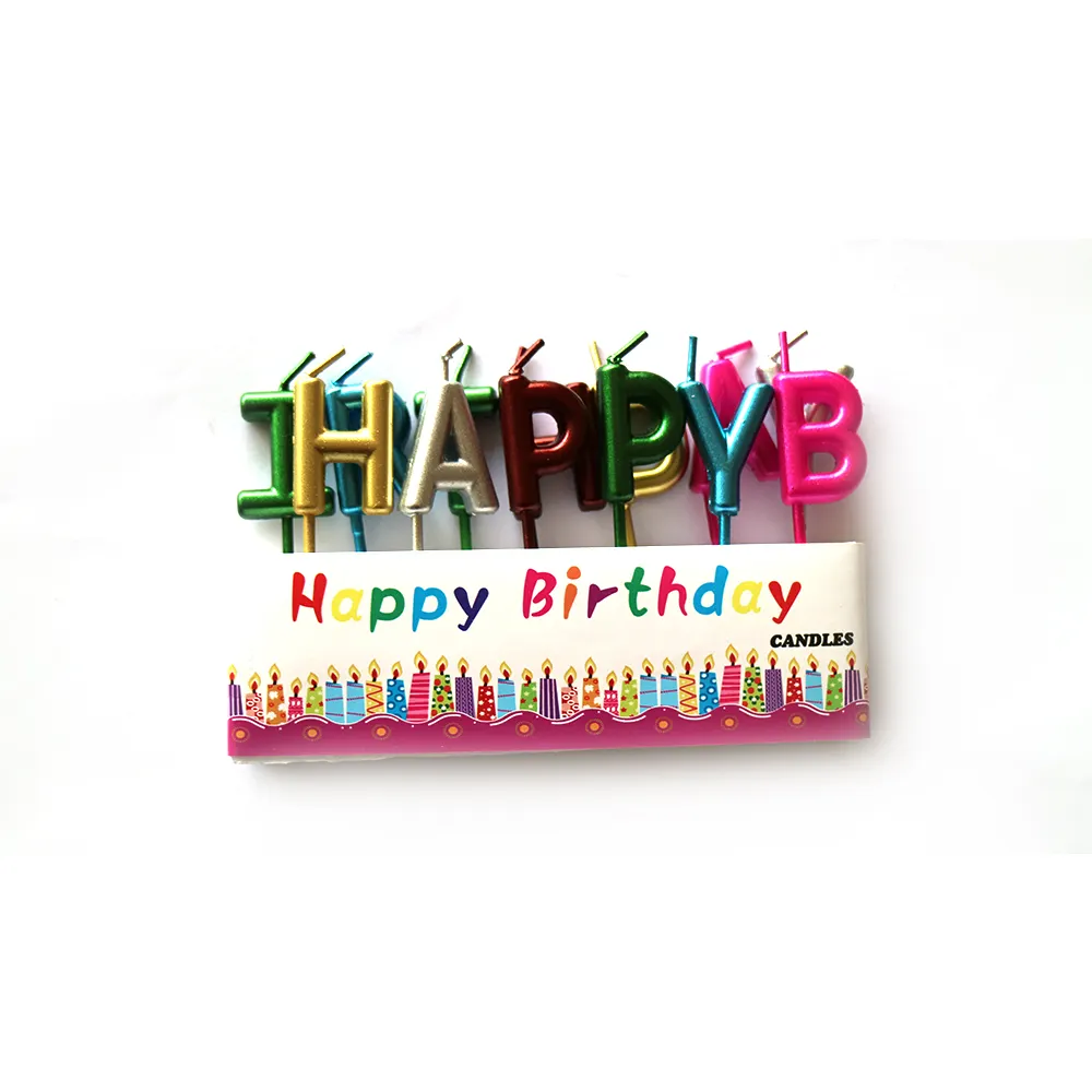New design gold and sliver birthday cake letter candles
