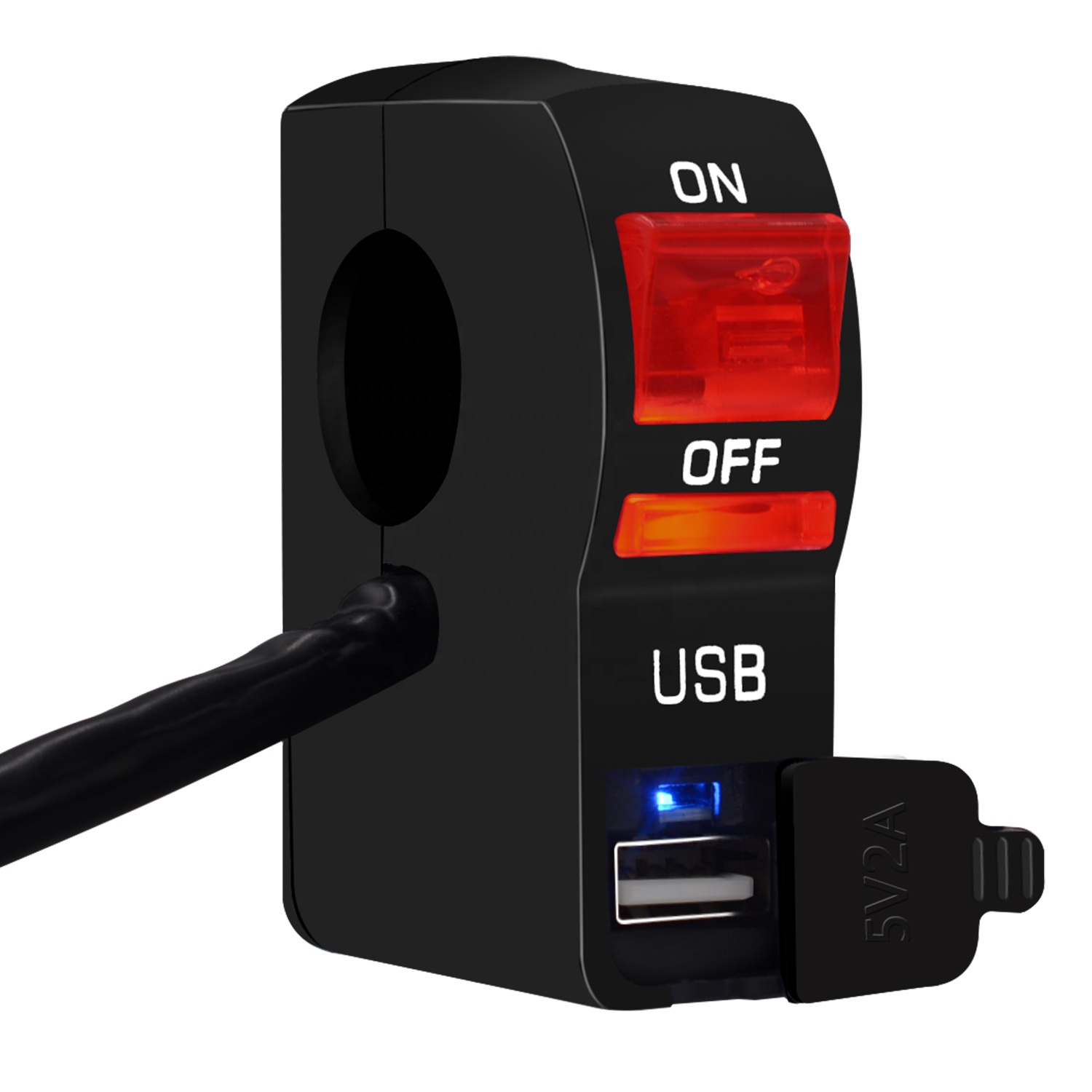 Горячая Мотоцикл фар переключатель зарядка через USB с лампой два в одном красный