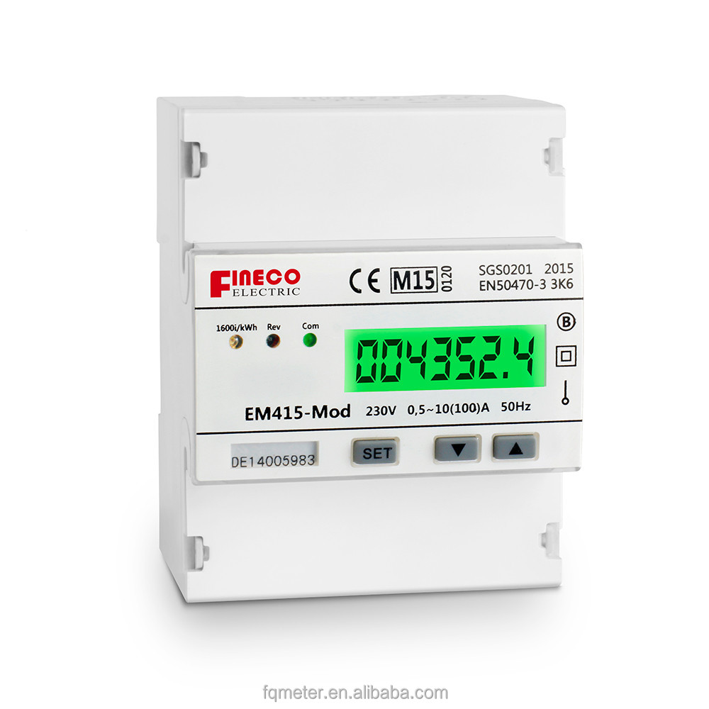 EM415-Mod 230V 10(100) Средний утвержденный однофазный цифровой измеритель энергии