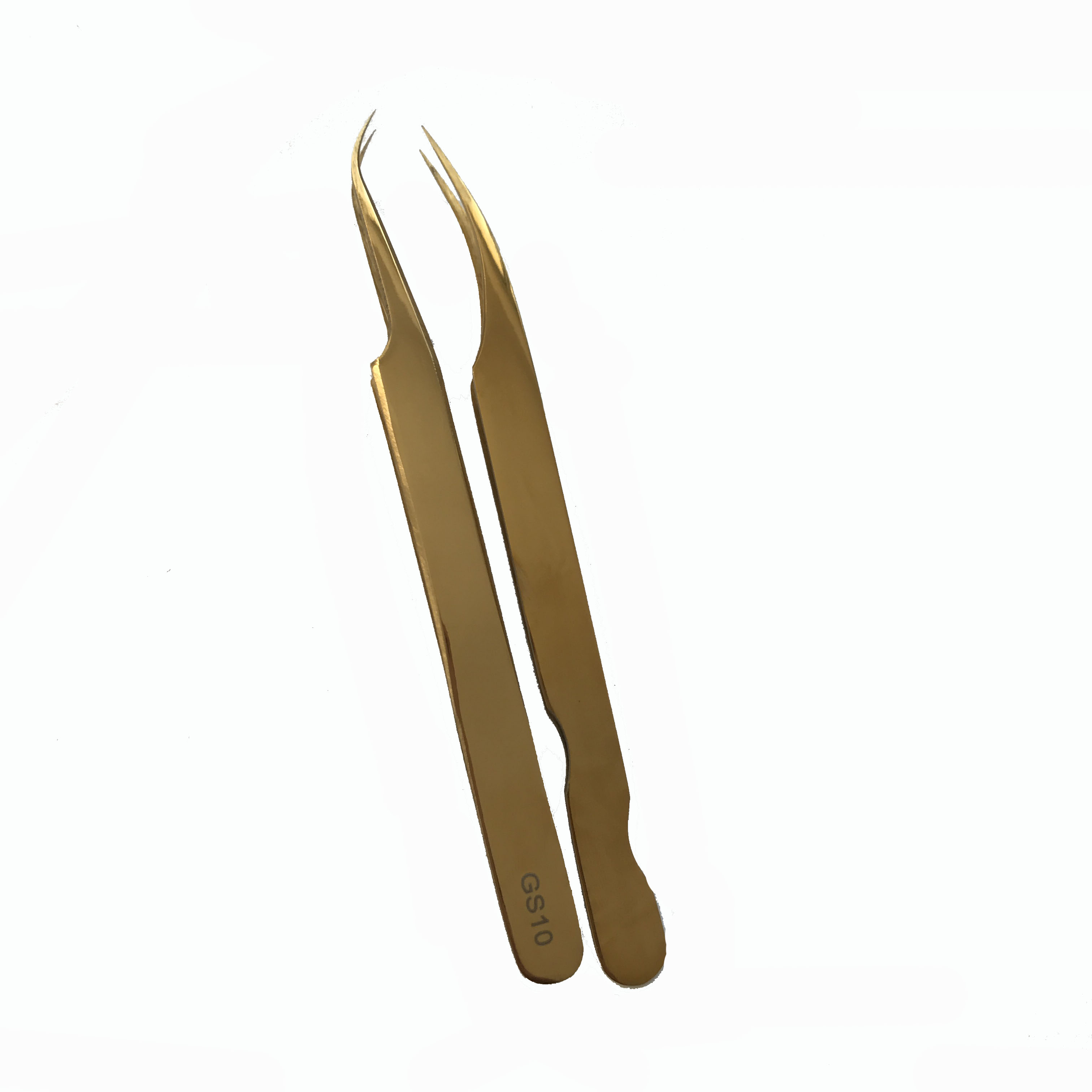 Top selling gold stainless steel professional false eyelash extension tweezers