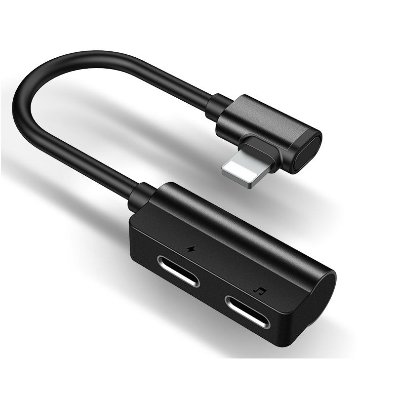 Сплиттер-адаптер DIVI 2 в 1 с двойным освещением и USB-кабелем для iPhone, переходник-аудиоадаптер для iPhone