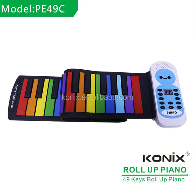 Konix 49 Ключи мягкий силиконовый красочные roll up пианино клавишное детский игровой