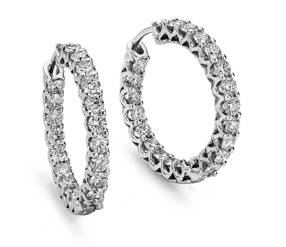 Серьги-кольца из серебра 925 пробы с фианитами