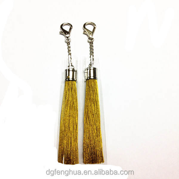 High quality gold10cm silk tassel with cap & Silk thread tassel with chain for bag