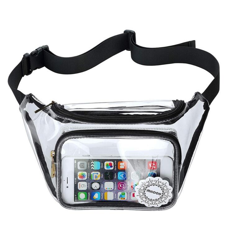 Customized Summer Ladies Clear Transparent PVC Fanny Pack Waist Bum Pouch Belt Bag