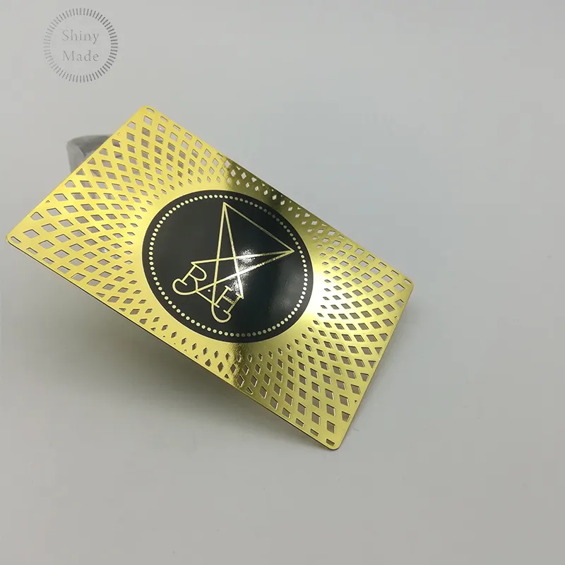 High quality personal customized logo cut out gold metal visited card stainless steel metal business card