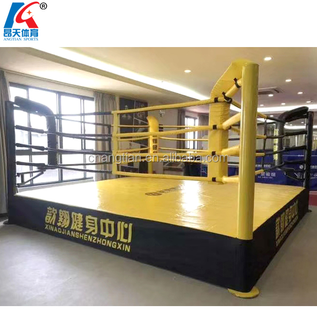 Factory custom size logo printed raised training square boxing ring low price gym ring Heavy-guage steel Stage Elevated Type