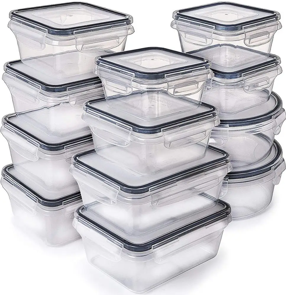 12 Packs Set Leakproof Vacuum Saver Microwave Plastic BPA free Box Dry and Fridge Food Storage Container with Easy Snap Lids