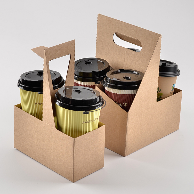 Custom Made Disposable paper coffee cup holder Corrugated cup holder