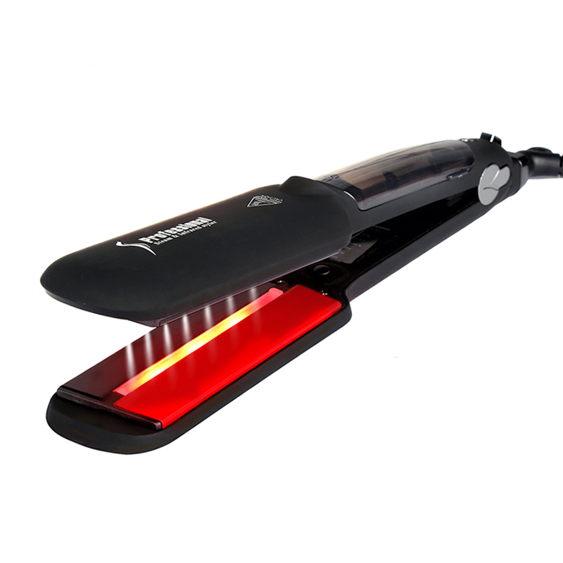 2 in 1 Steam Infrared Hair Straightener 2 Inches Wide Plate Steam Infrared Flat Iron
