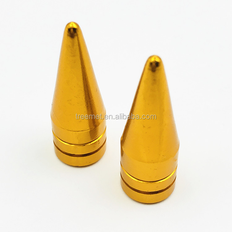 4 GOLD LONG SPIKED VALVE STEM CAPS METAL THREAD KIT/SET FOR RIM/WHEELS/TIRES P2