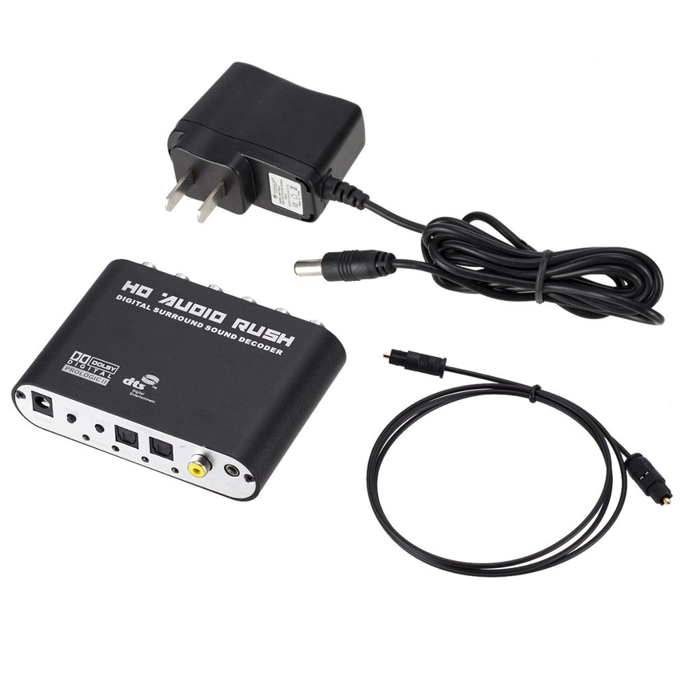 5,1 CH аудио декодер SPDIF коаксиальный к RCA DTS AC3 цифровой на 5,1 усилитель аналоговый конвертер с адаптером питания и оптическим кабелем
